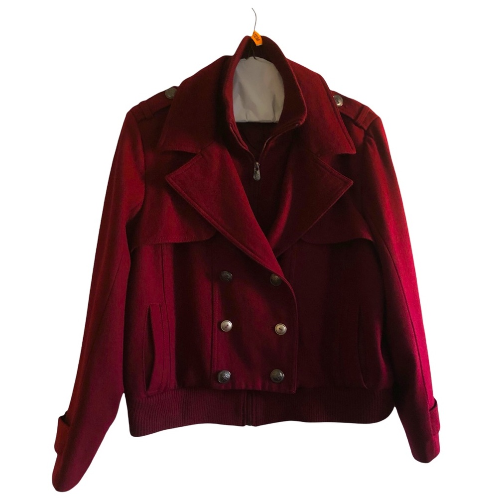 Burgundy Sean John Zip Layered Bomber Jacket 2X